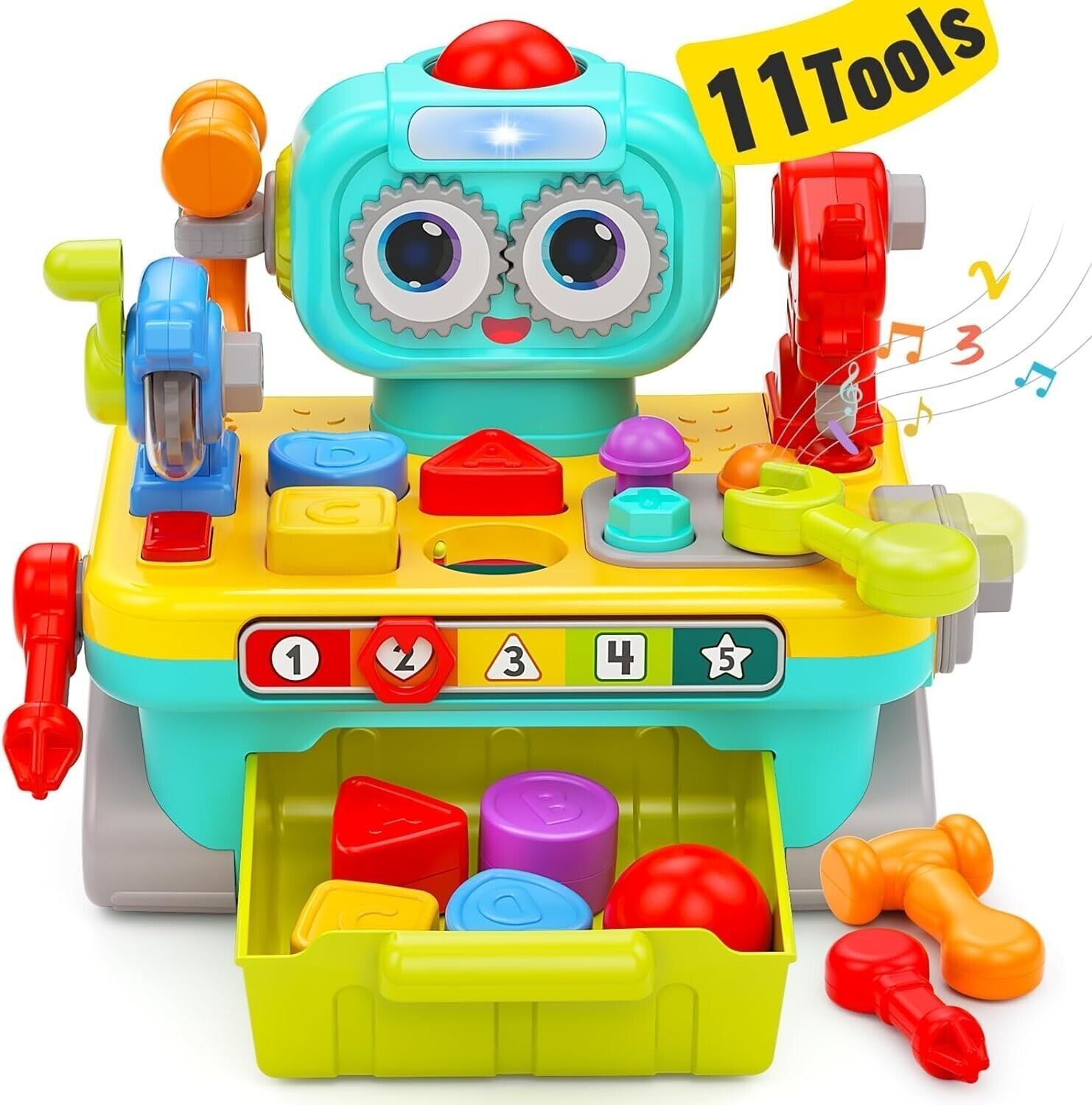 11 in 1 Robot Work Bench Baby Toys For 1 Year Old Boy Girl Musical Learning