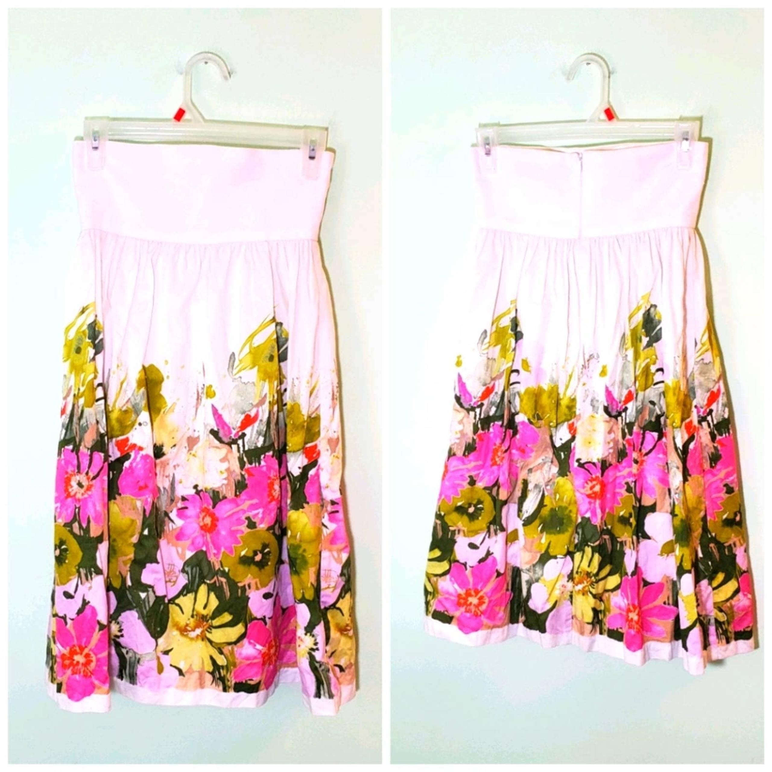 Upcycled Trina Turk White & Floral Skirt Size 0