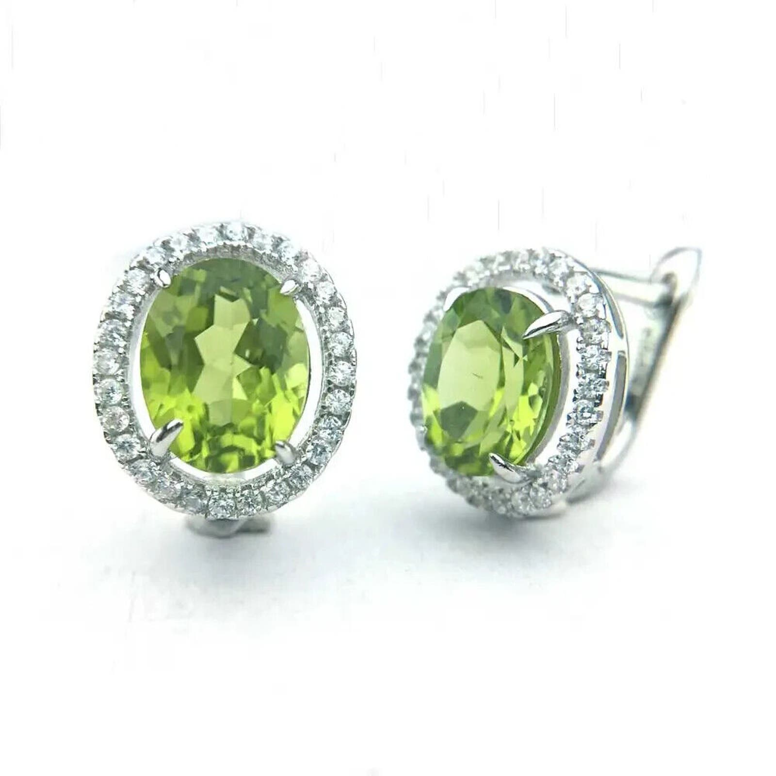 Peridot Birthstone Dangle Earrings, Natural Peridot Statement Earrings Silver