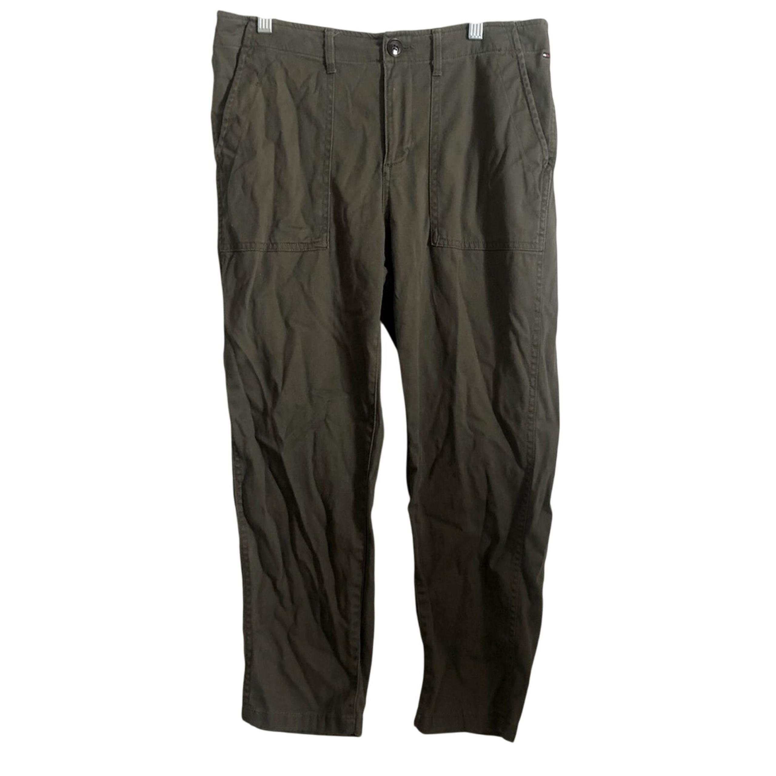 Tommy Hilfiger Green Khaki Army Cargo Straight Leg Cotton Blend Trouser Pants