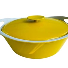 MID CENTURY Copco Denmark Yellow Cast Iron Enamelware 4QT. Dutch Oven Pot Lid Ye