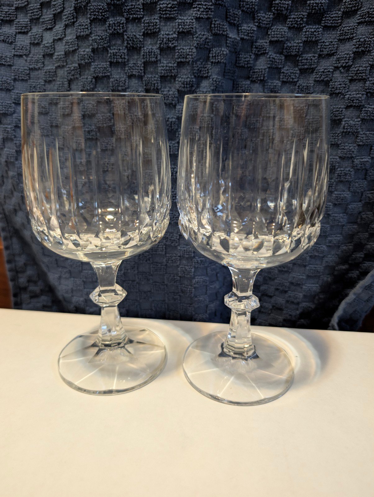 2pc Cut Crystal Goblets [Vintage Schott Zwiesel - TANGO] [6 3/4 ] [Knobbed Stem]