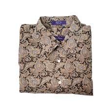 Alan Flusser Men's Button Front Floral Paisley Colorful Shirt XL 100% Cotton