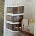 2 plastic foldable & stackable storage bins with lids and locking/snap doors