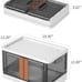2 plastic foldable & stackable storage bins with lids and locking/snap doors