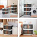 2 plastic foldable & stackable storage bins with lids and locking/snap doors
