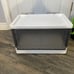 2 plastic foldable & stackable storage bins with lids and locking/snap doors