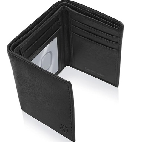 Front Pocket Friendly Genuine Leather Slim RFID Blocking Trifold Wallet