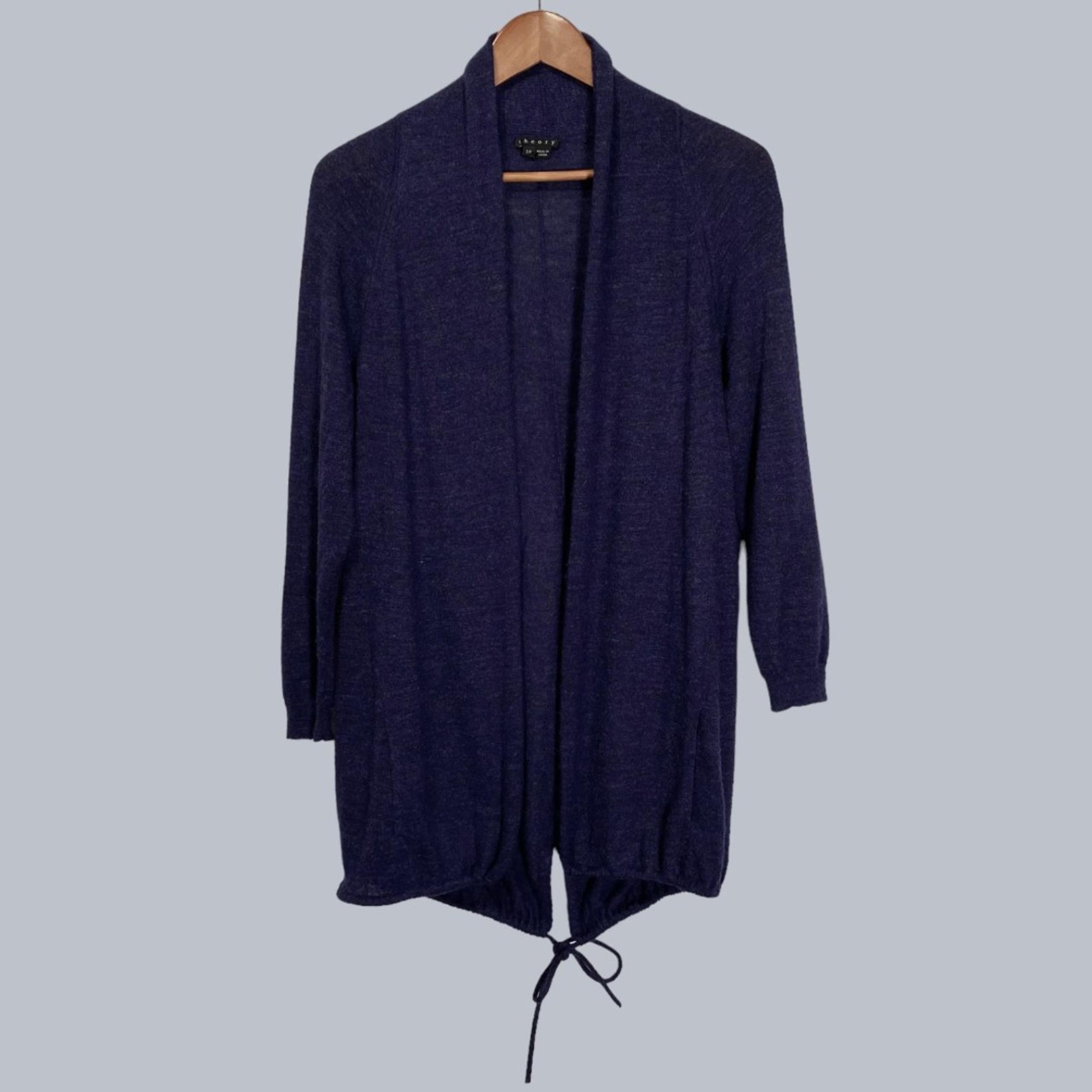 Theory Womens Cardigan Sweater S Purple Alpaca Wool Blend Lightweight Long Open