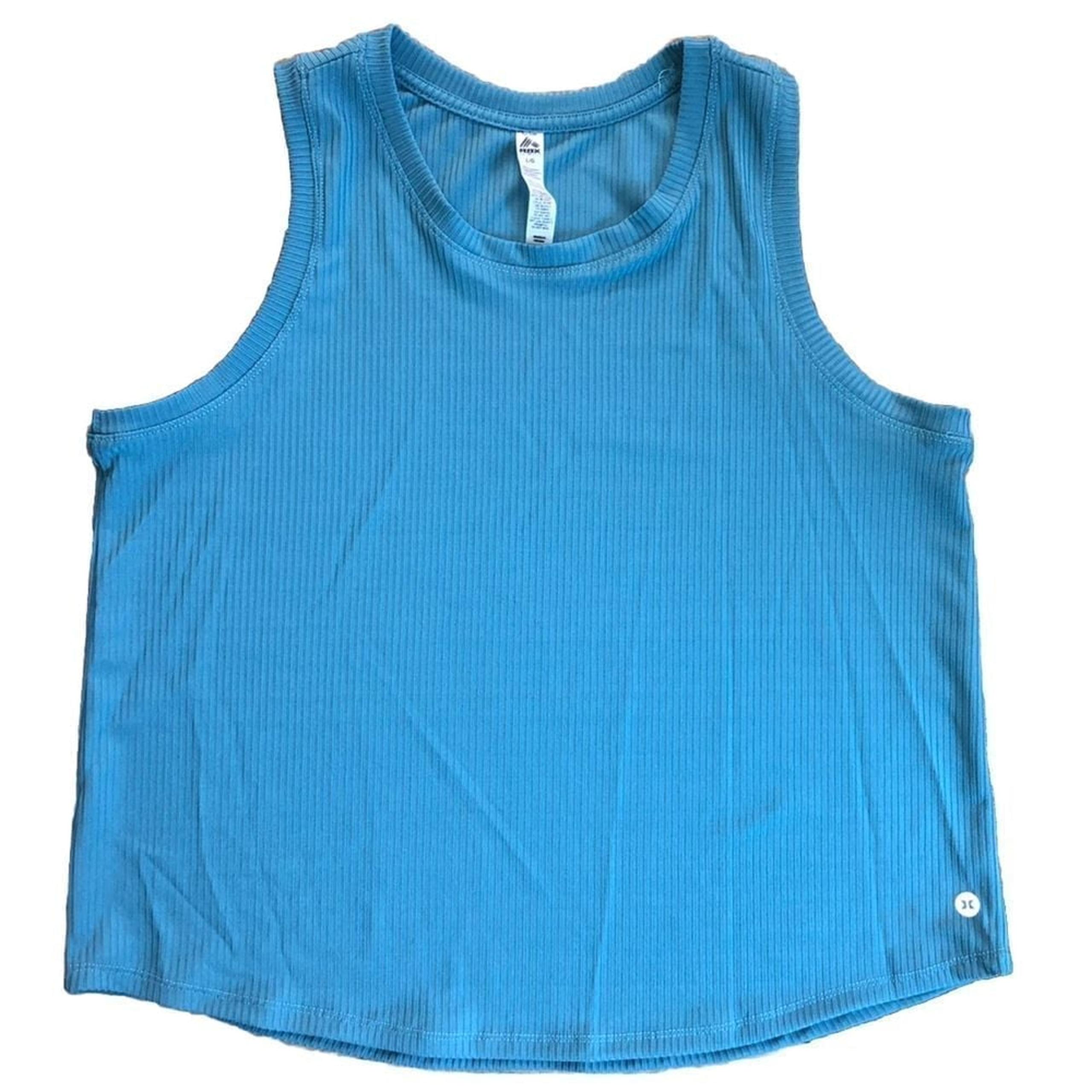 RBX Women's Athletic Blue Ribbed Tank Top Sleeveless Shirt L