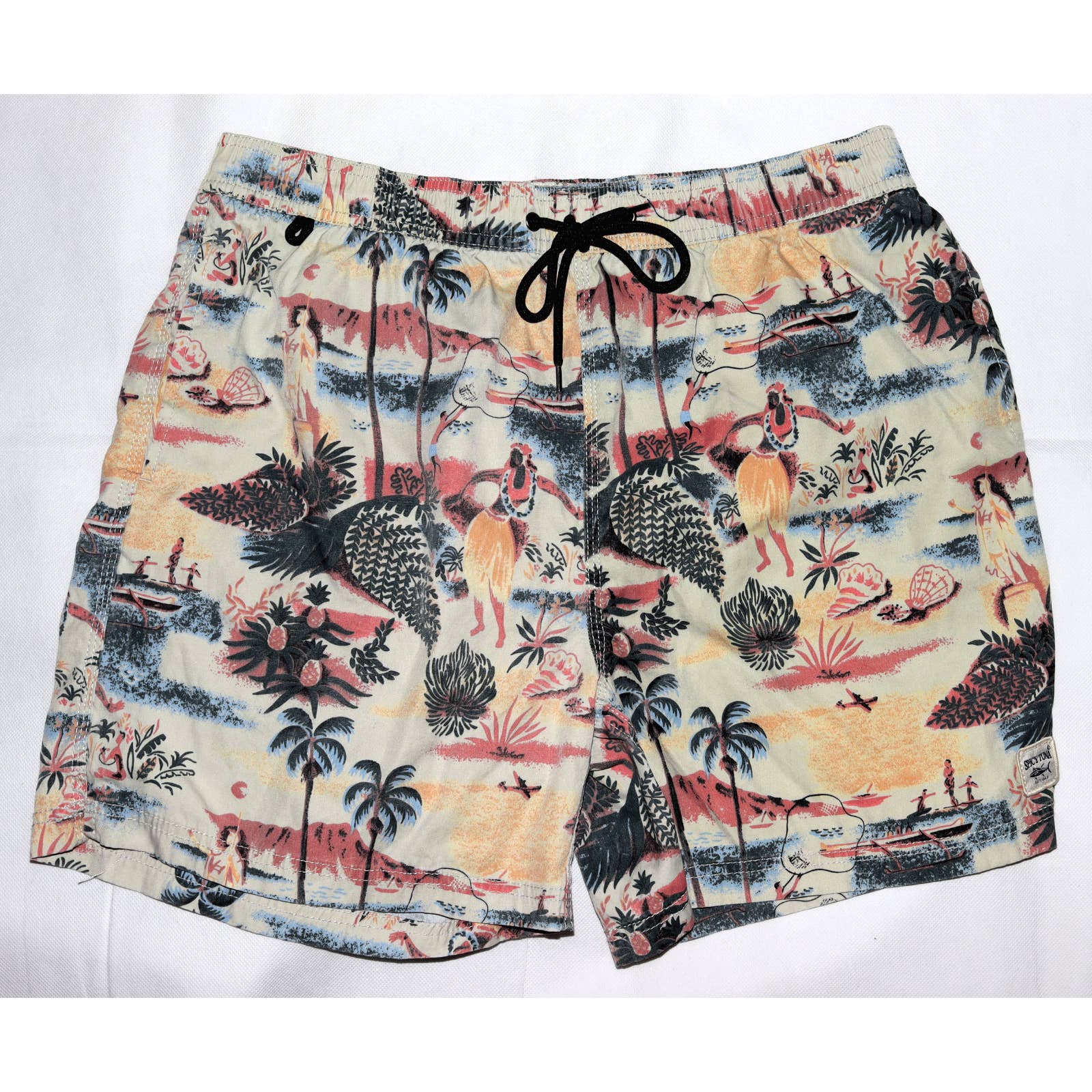 Spicy Tuna Men's Hawaiian Tropical Mesh Lining Swim Trunks Shorts Size XL