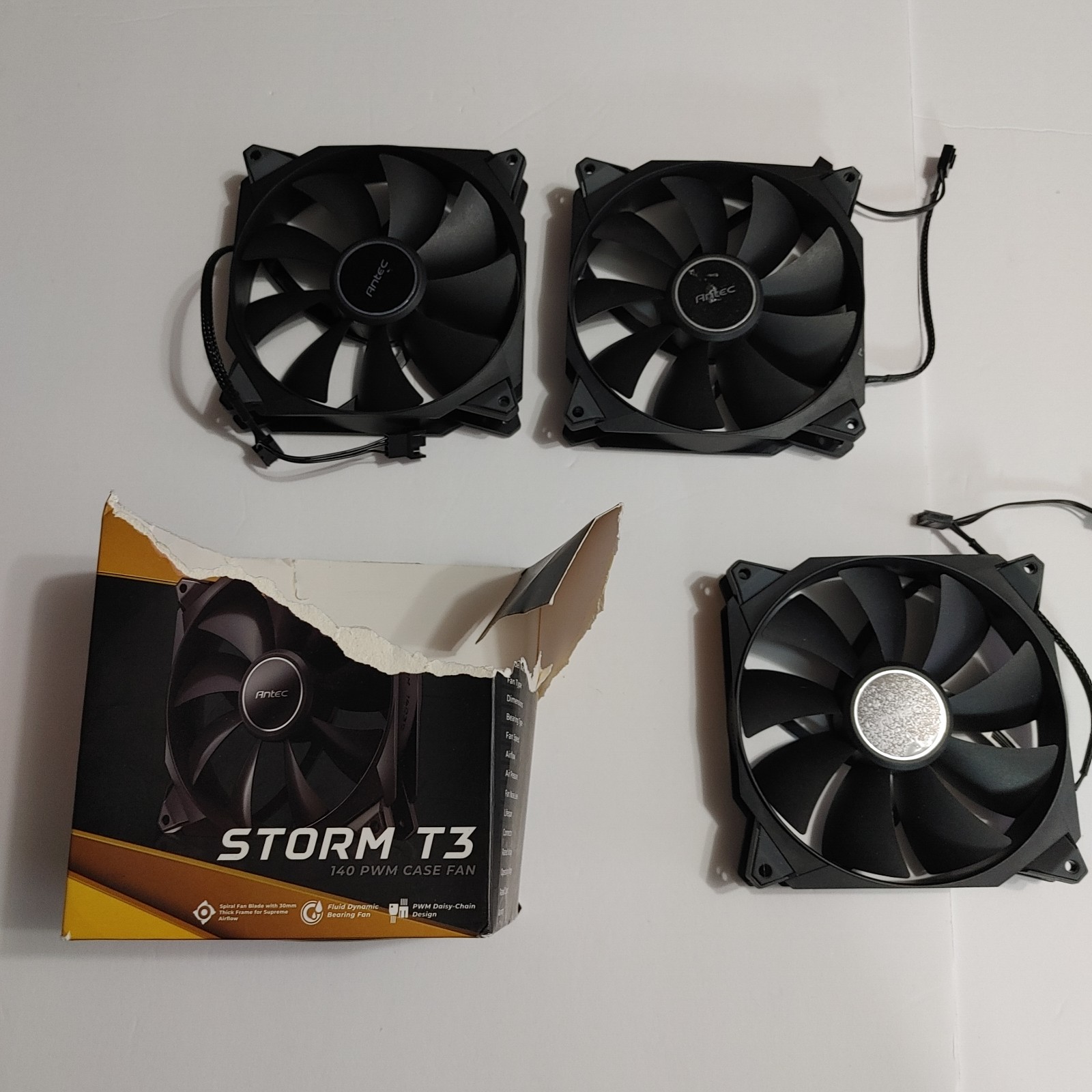 3 Antec Storm 140mm T3 PWM FDB Fan, High Airflow 112 CFM, Air Pressure 2.7 Nois