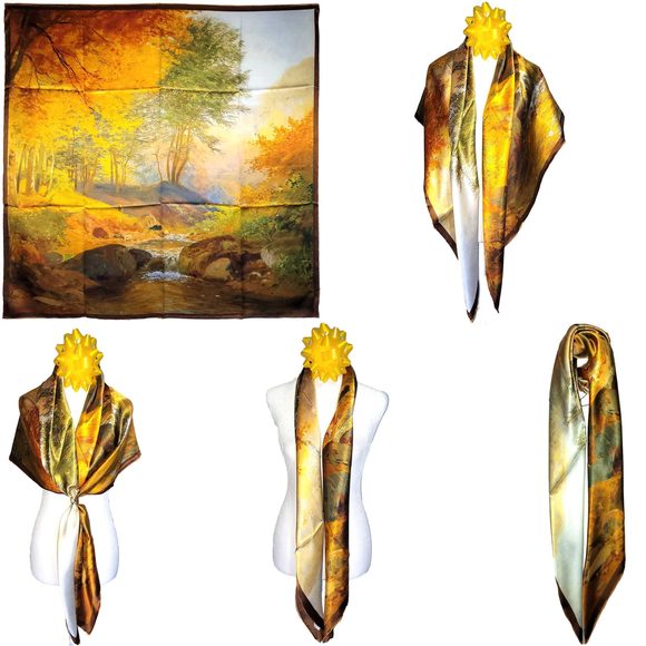 NWT Genuine 100% Mulberry Silk Satin Scarf 42 x42 Large Square Shawl 59401