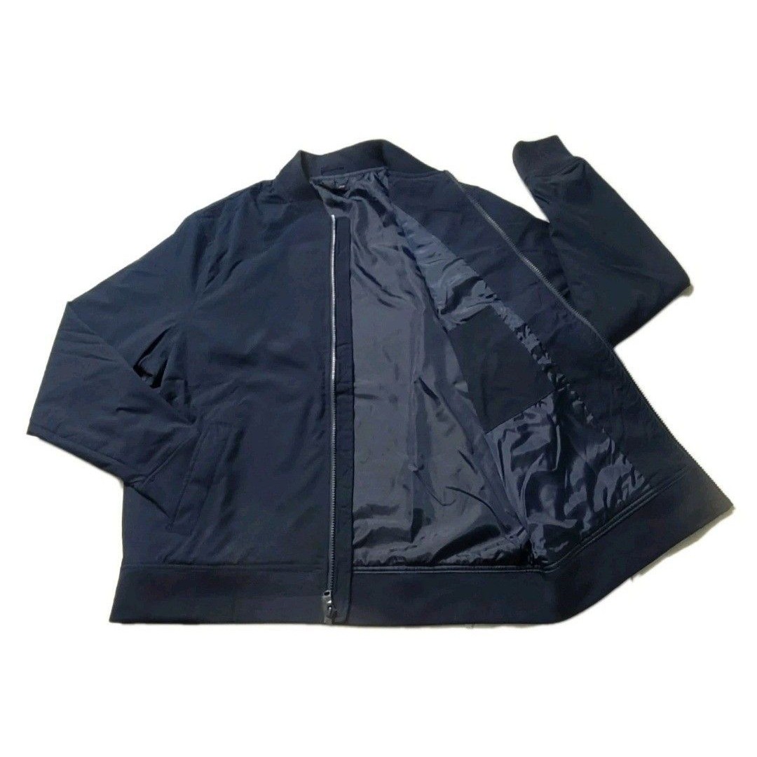 Banana Republic Men's Size L Bomber Jacket Moisture Resistant Logo Zip Blue NWOT