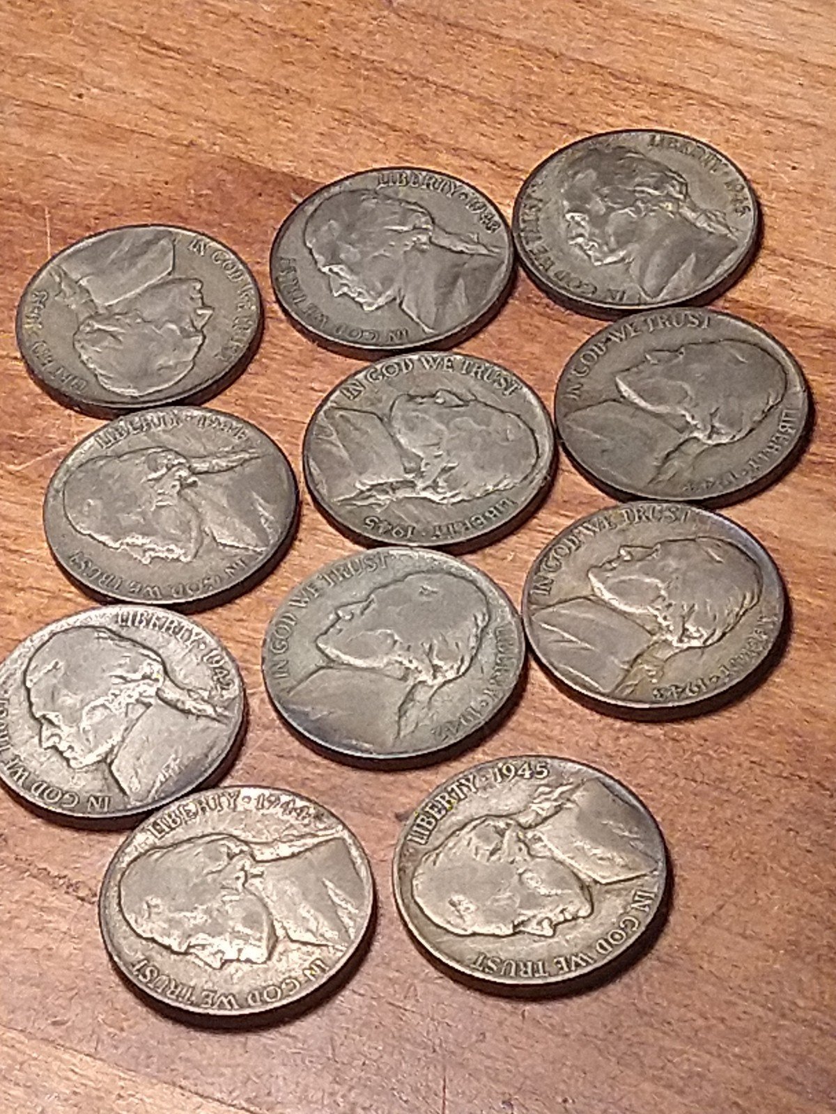 Complete 11 Full set of Silver War emergency Nickels 35 Percentage Silver USA