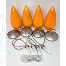 Four Blown Glass Juliette Inverted Teardrop or Ice Sickle Shaped Pendant Lights