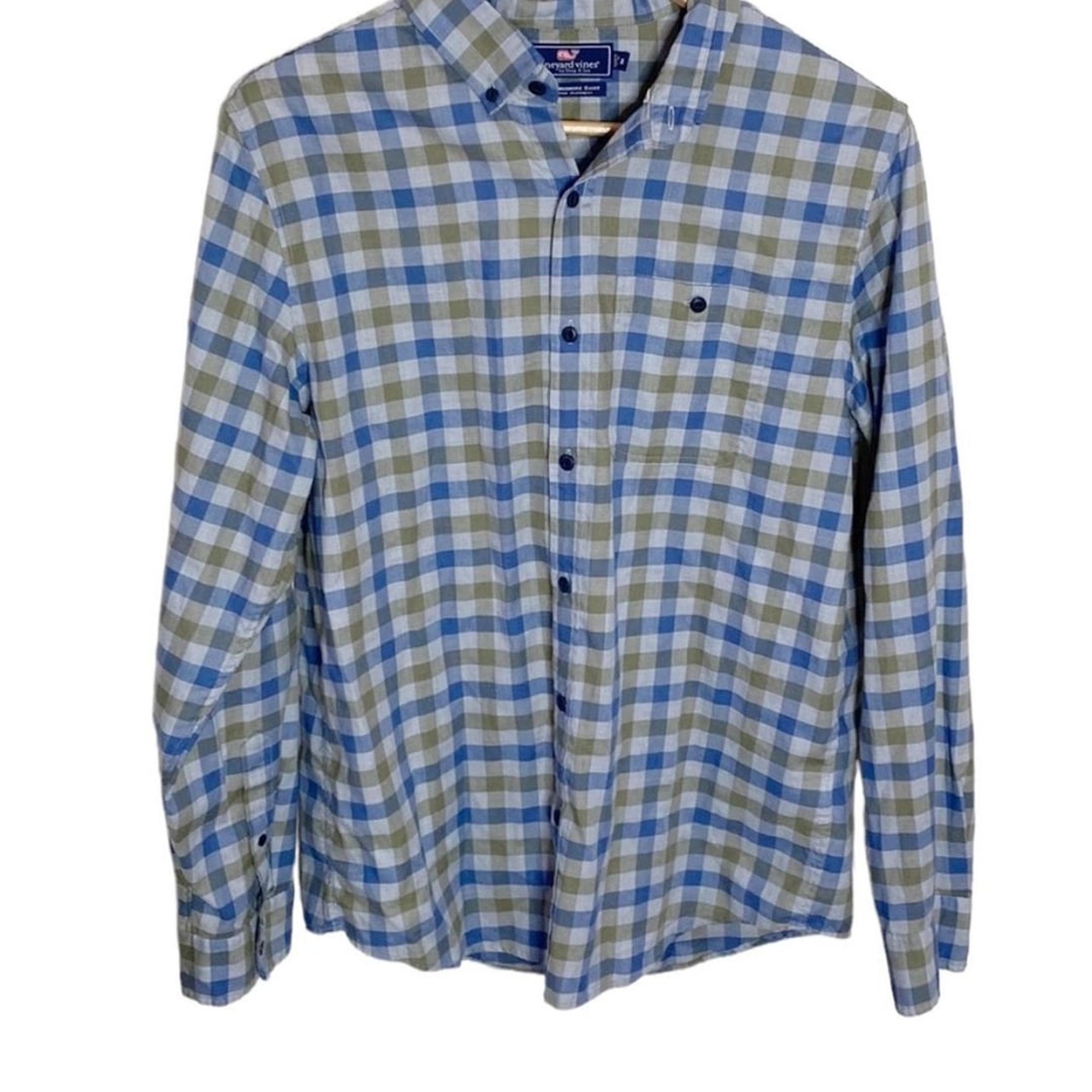 Vineyard Vines Shirt Mens Button Down Green Plaid Slim Longshore XL