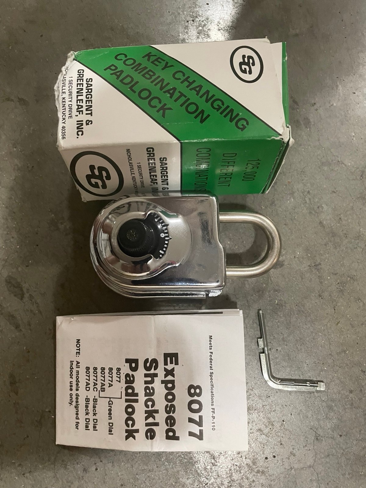 Sargent & Greenleaf Exposed Shackle Padlock 8077AD