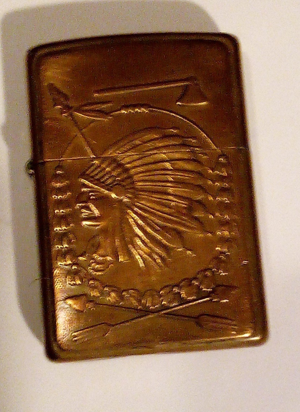 Vintage Brass Indian Head Zippo Lighter A XVI