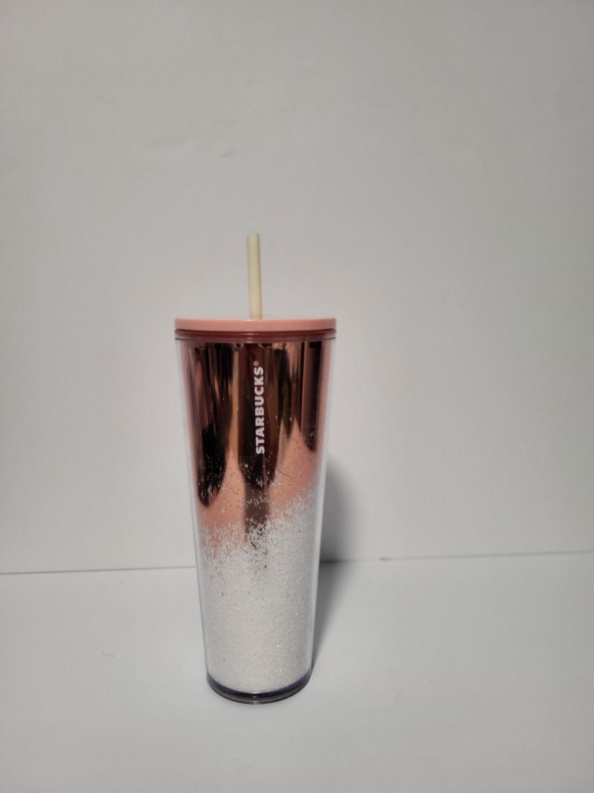 Starbucks Pink & White Glitter Tumbler24 0z