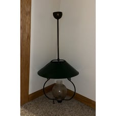 Vintage Superior Industrial Ornate Lamp Hanging Light Mid Century Glass Metal