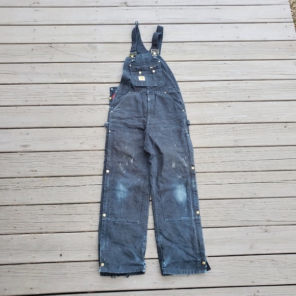 Carhartt R41 - Loose Fit Firm Black Duck Canvas Quilted Insulated Bib Overalls