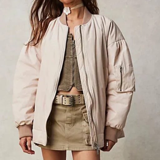 We The Free Small Jacket Becca Bomber Jacket Ivory & Orange inside Free People