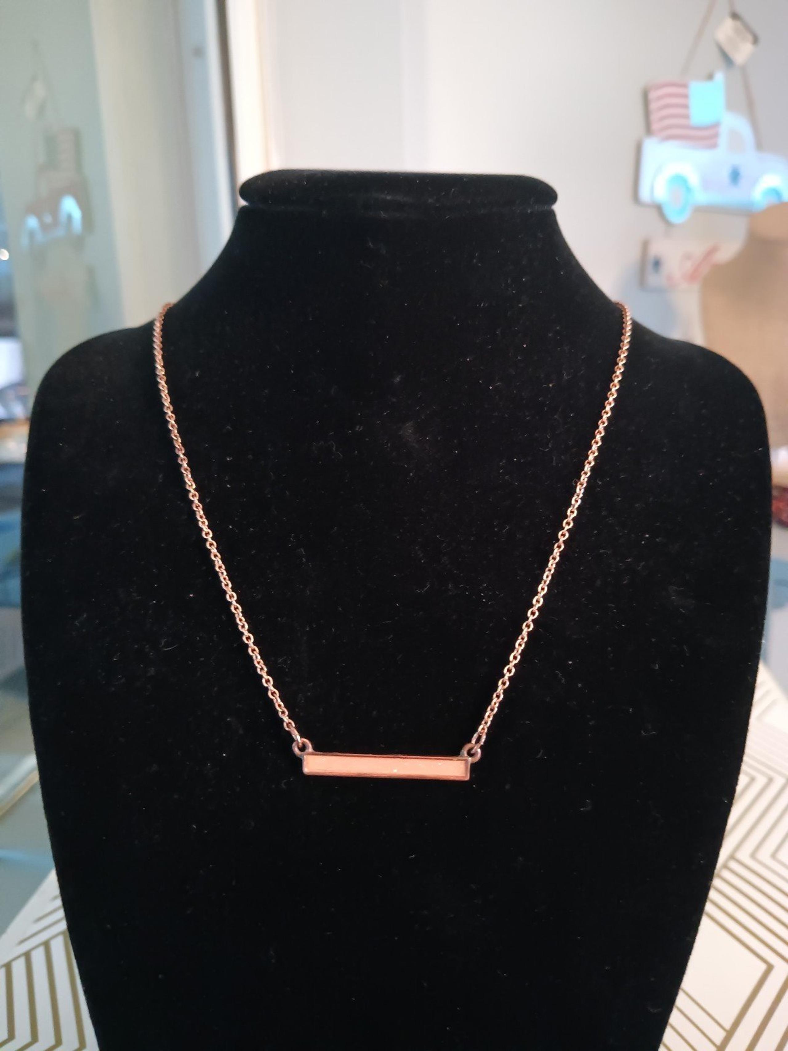 Rose Gold Plated Bar Necklace signed - Charming Charlie