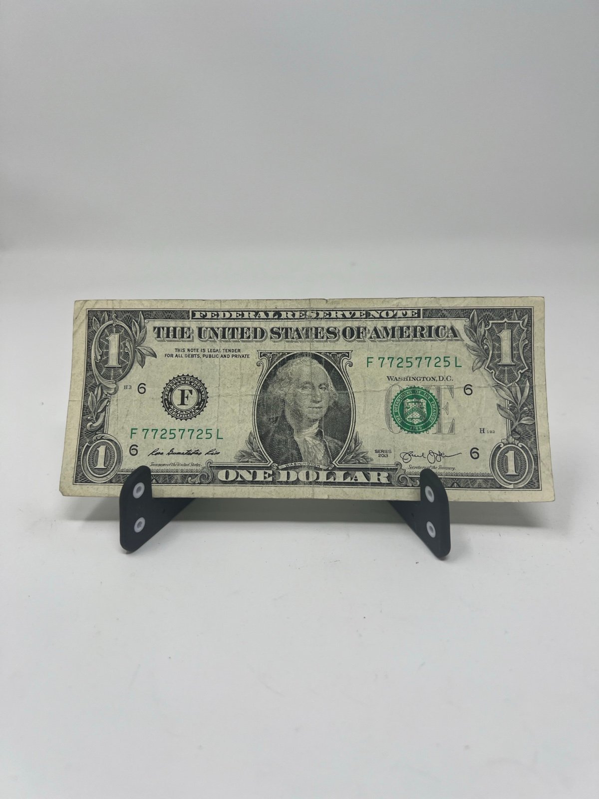 (( QUAD REPEATER )) 1 2013 - F77257725L - FANCY SERIAL NUMBER ** PAPER CURRENCY