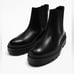 NWT. Zara Man Black Leather Chelsea Boots with Details. Size 8.