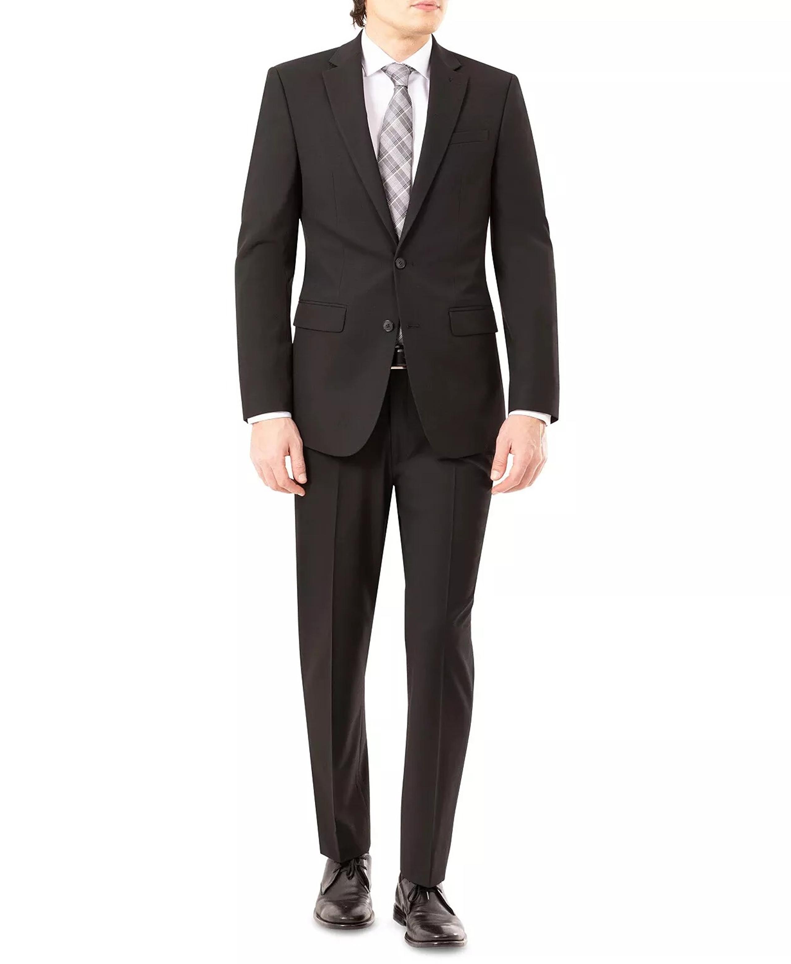 Izod Men's Classic-Fit 2 Piece Suit Black 46R Pants Waist 40 B4HP $395