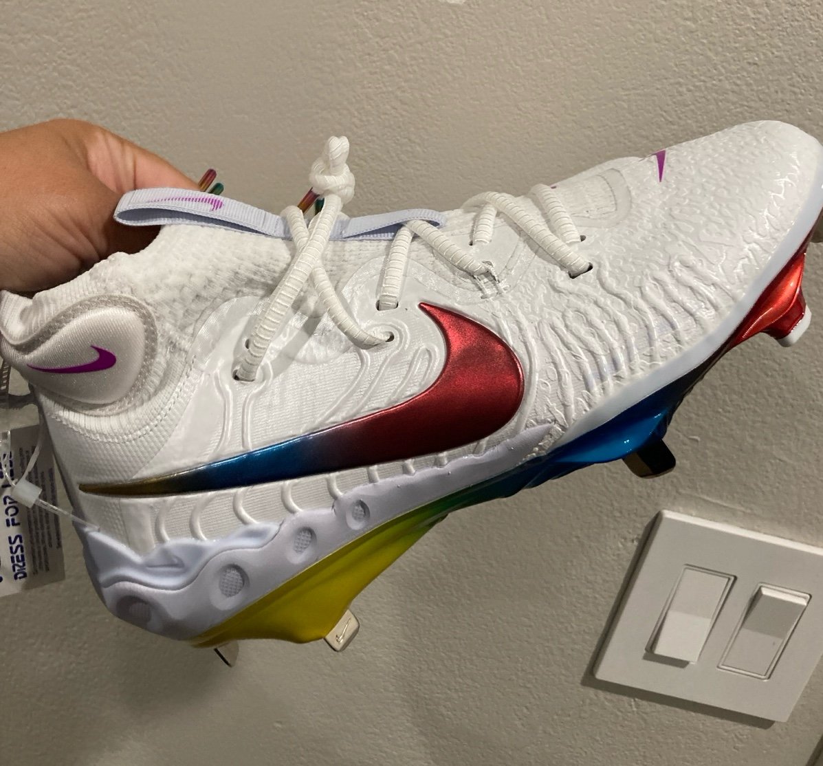 NIKE Alpha Huarache Nxt Rainbow Baseball Cleats Men's Size 11