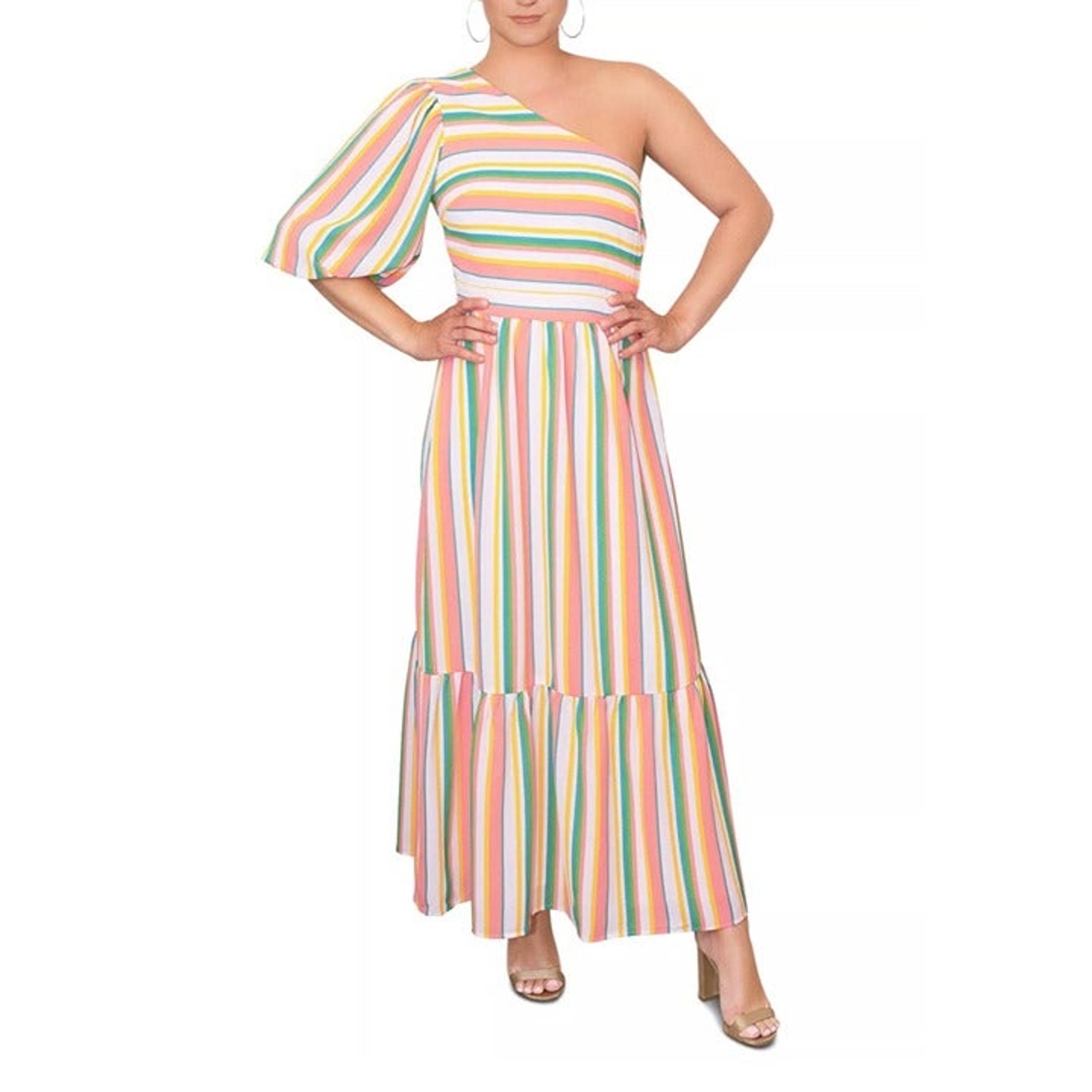 RACHEL RACHEL ROY Women's Tove One Shoulder Maxi Dress Multi Stripe Size 0