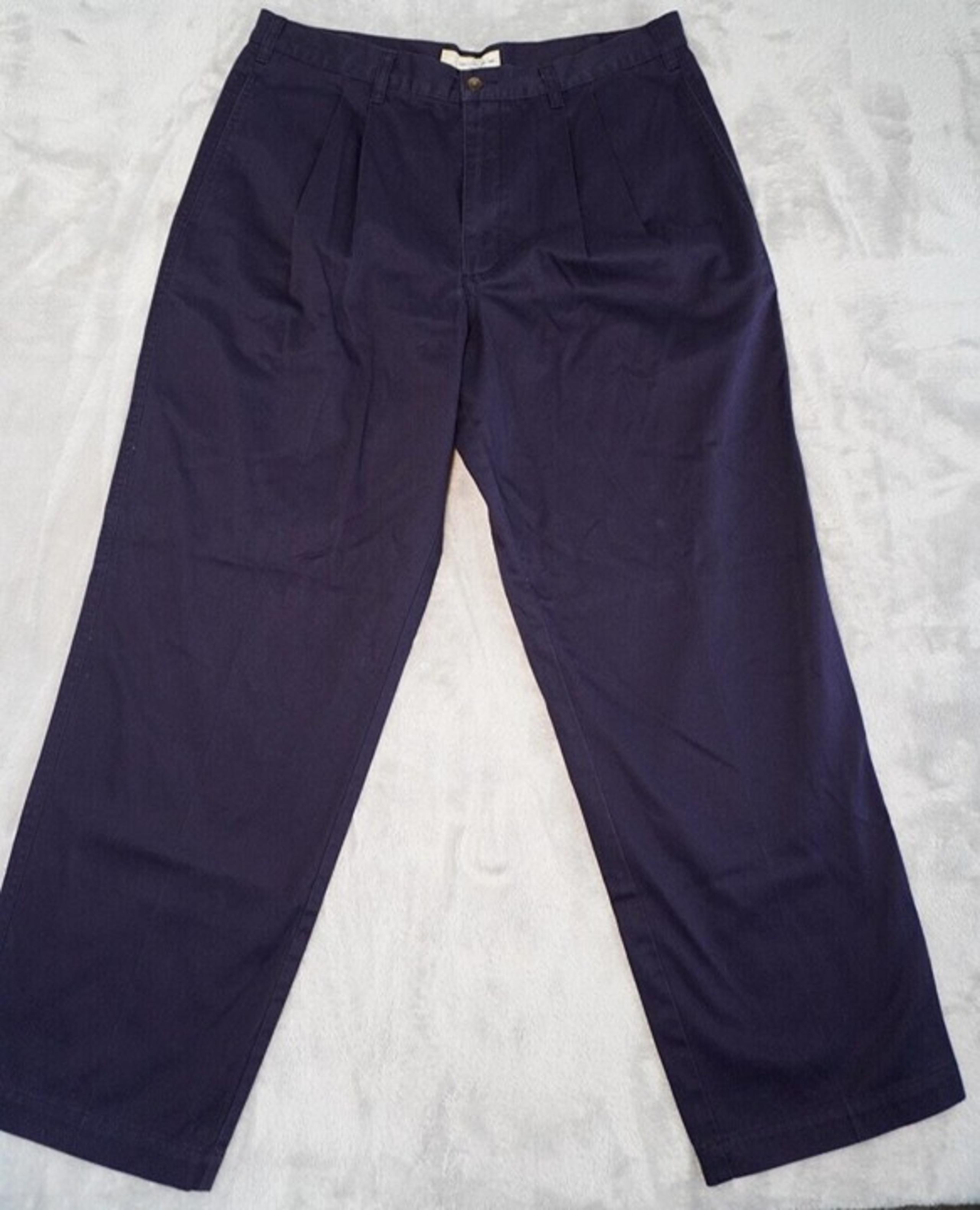 Cherokee Khakis Chino Pants Men's 38x30 Black Pleated Front Slash Pocket Cotton