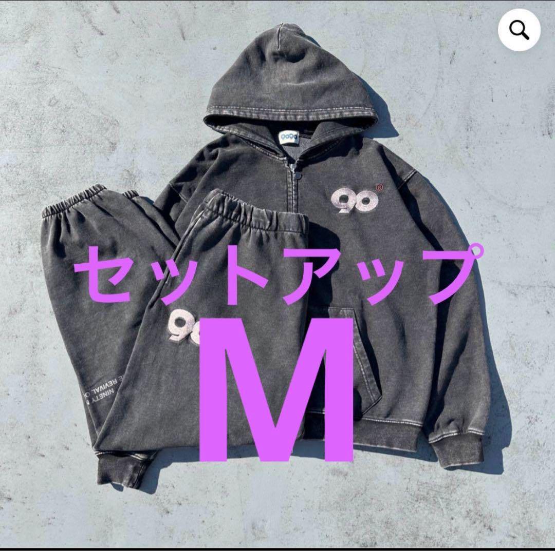90 Logo Assort Zip Hoodie Black Set-up