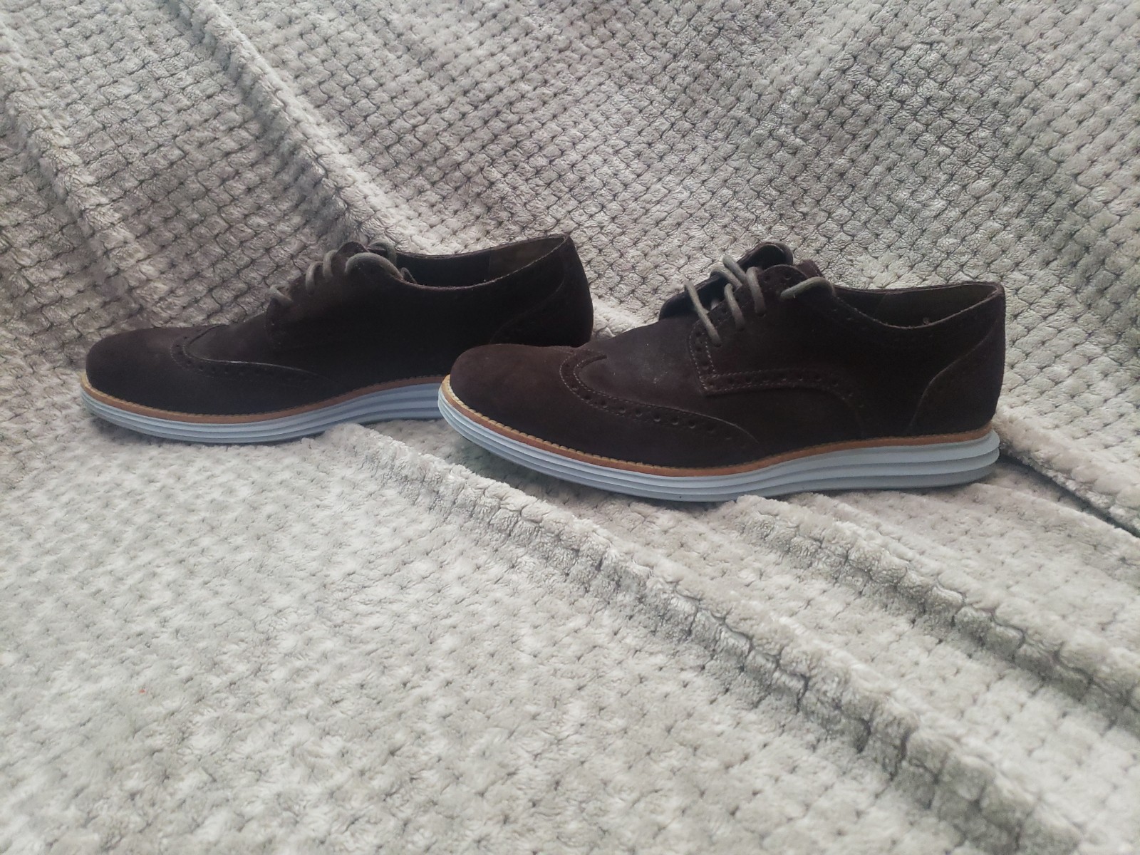 Cole Haan Lunargrand Wingtip Suede Oxford Brown Shoes C10230 Size 11