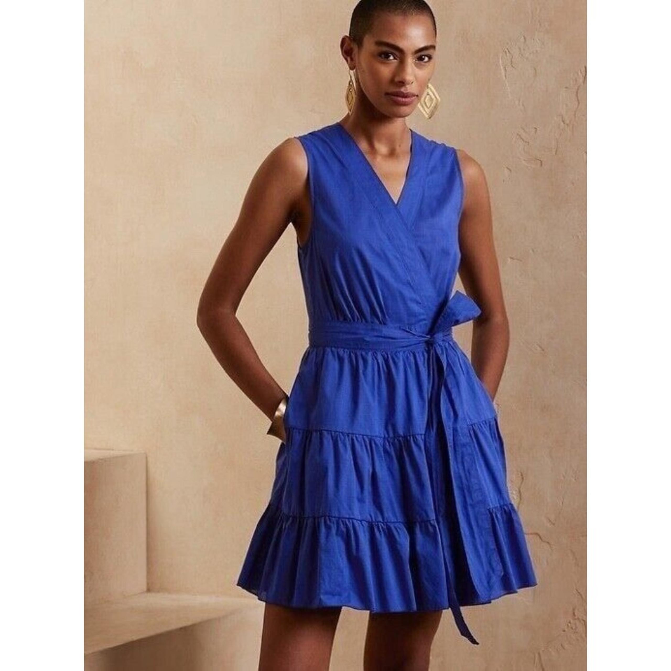 Banana Republic Stampa Mini Dress Voltage Blue M Nwt