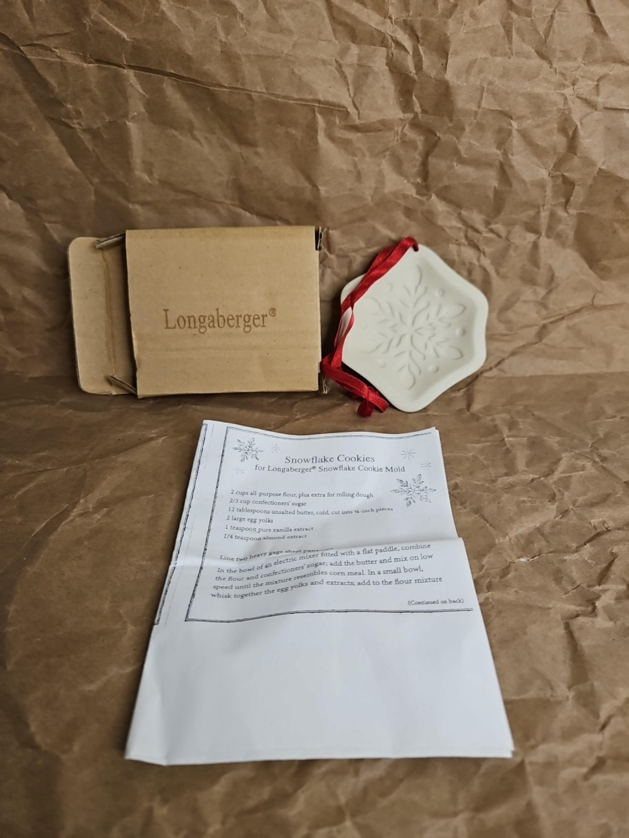 "LONGABERGER" Snowflake Ornament Cookie Mold #3 NIB
