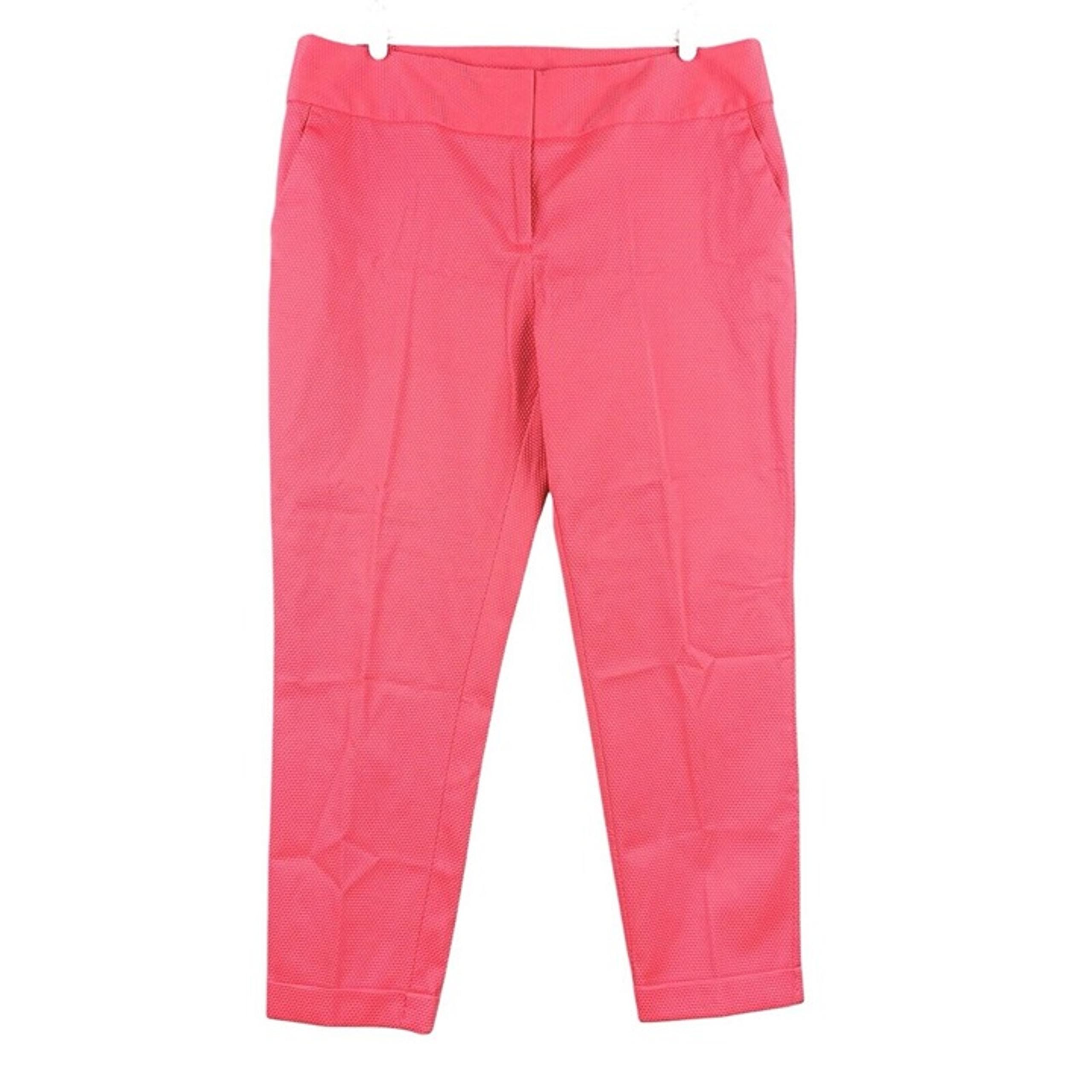 Worthington Women's Modern Fit Coral Red Pants Size 16 Slim Leg Cuffed Hem NWOT