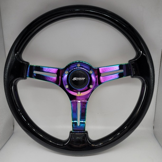 NEW 350mm 14 Universal JDM SPOON ABS Racing Steering Wheel Black With Neo Spoke