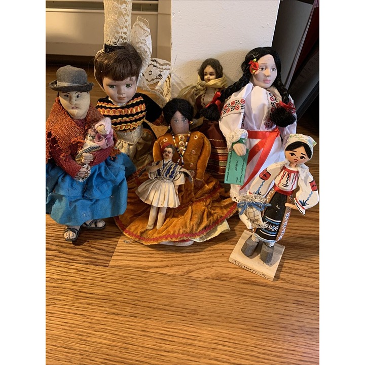 Vintage Antique Ethnic Primitive Folk Handcrafted Doll Collection Lot 7 Dolls