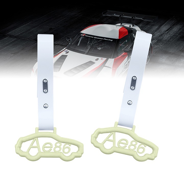 BRAND NEW 2PCS AE86 CAR GLOW GREEN JDM TSURIKAWA RING WHITE Handle Strap Drift