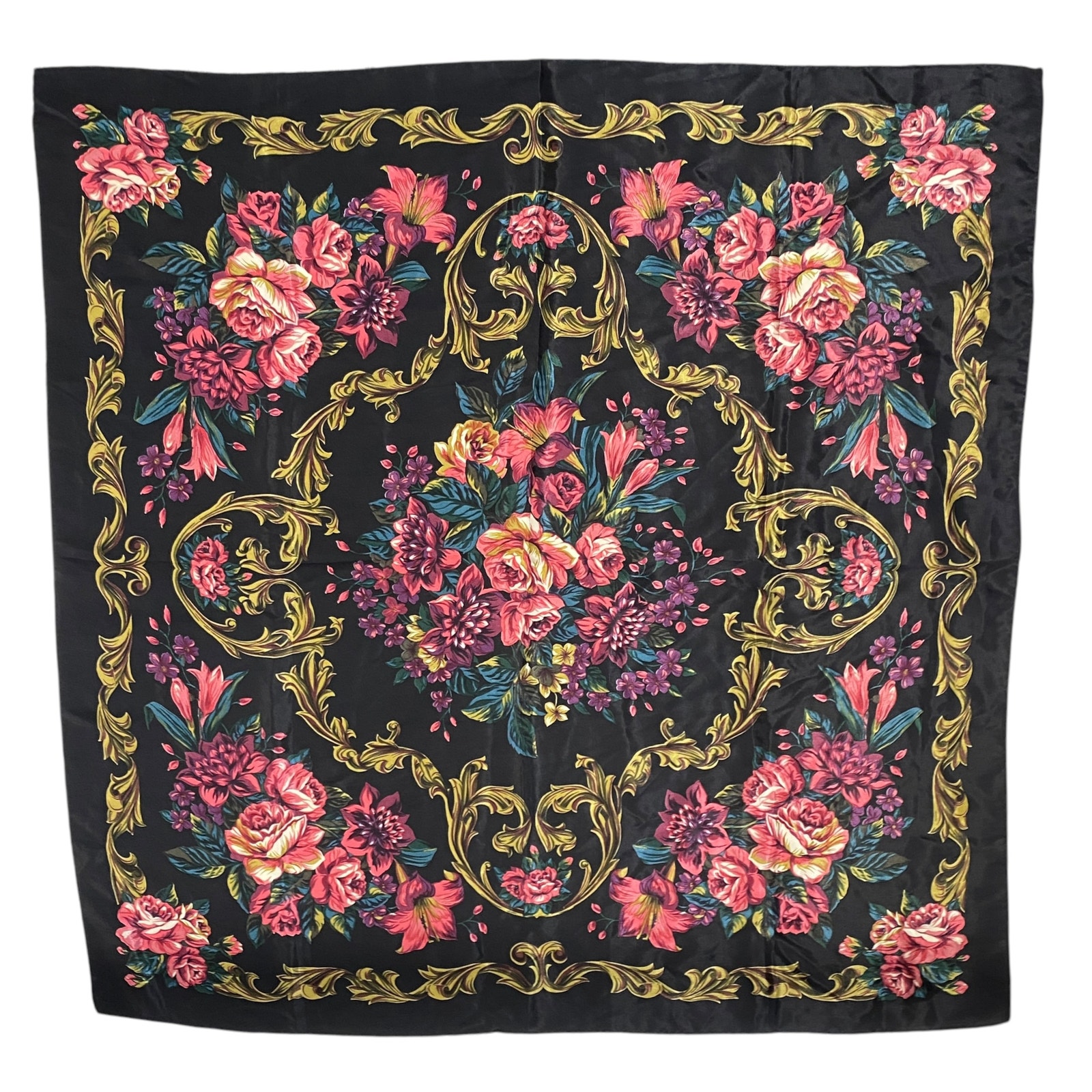 Vintage Floral Print 30 Square Rolled Hem Scarf