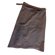 Wrap Midi Skirt Multicolor Womens Plaid Tie Waist A Line With Front Pocket 30