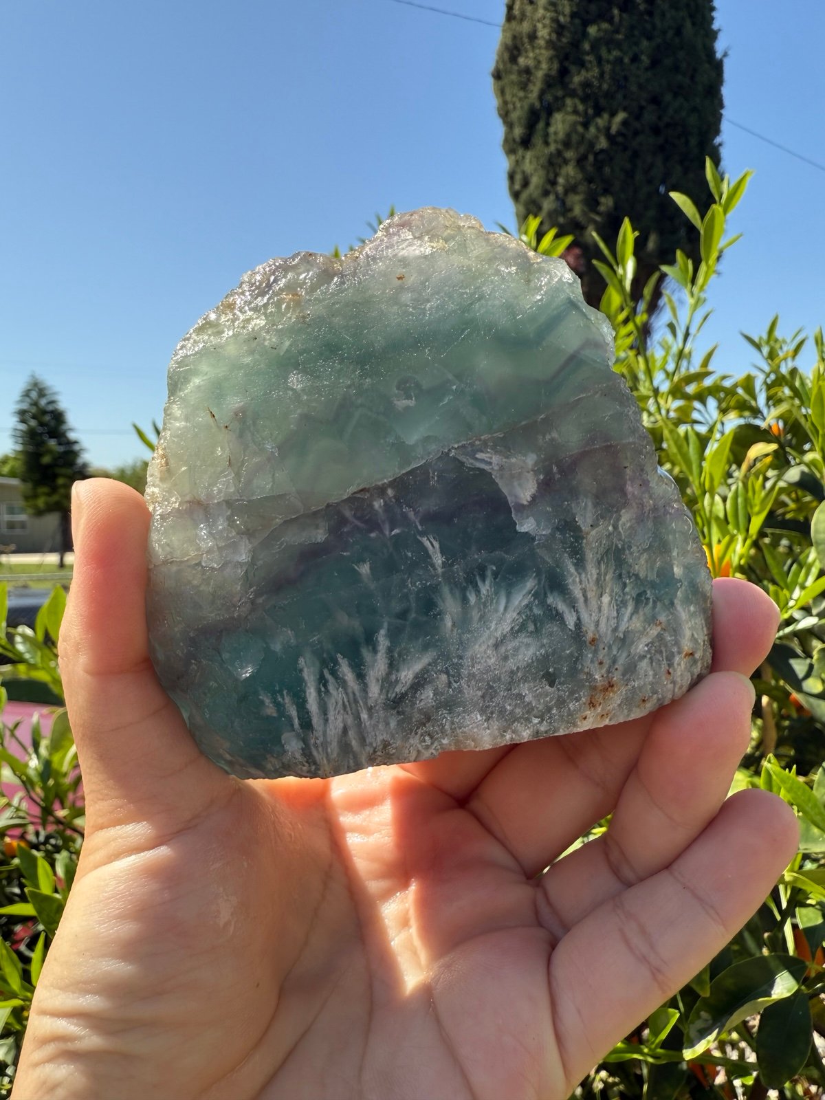 Blue and Purple Feather Fluorite Mineral Specimen-A27