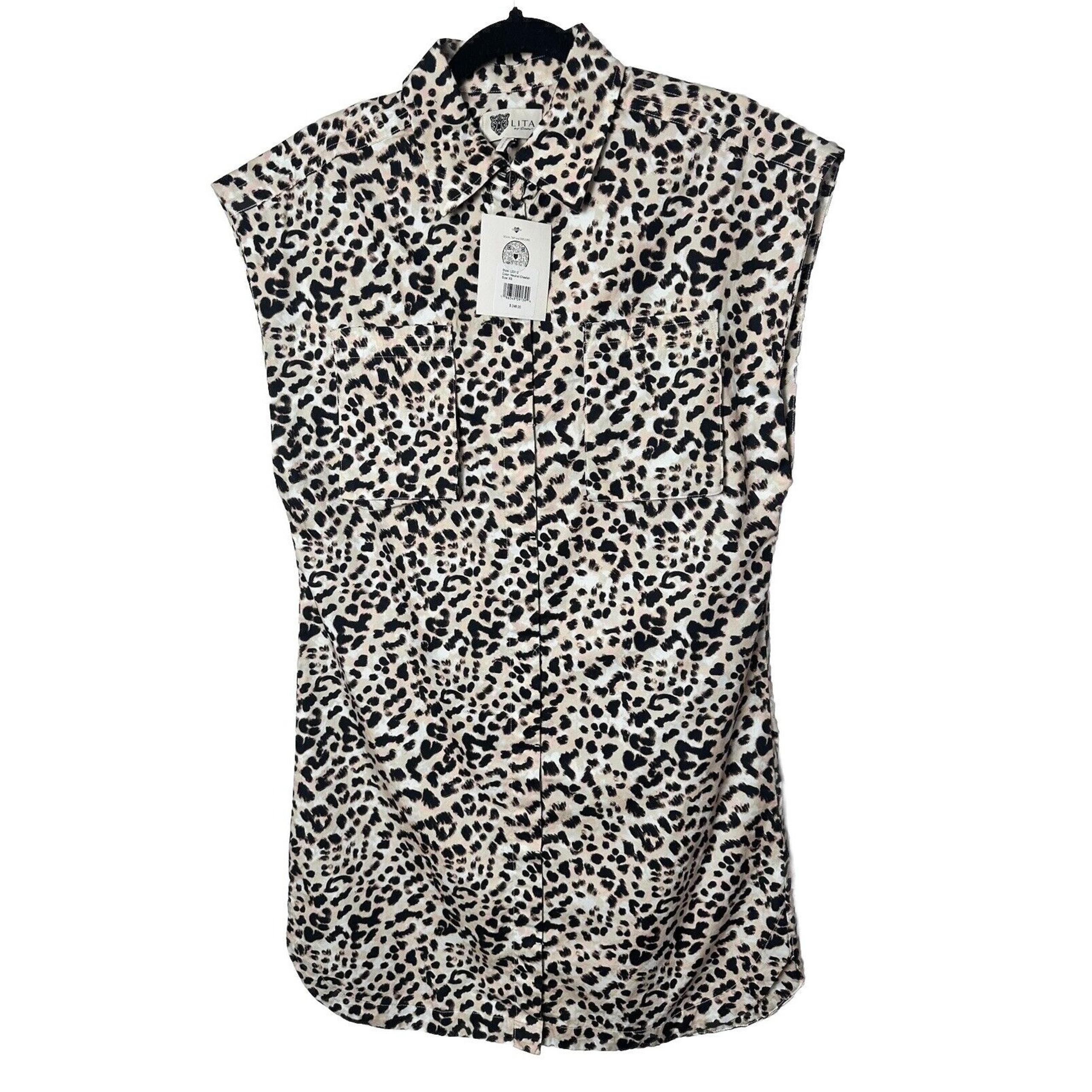 Lita by Ciara Women's Cheetah Print Mini Sleeveless Shirt Dress Size XS NWT $248