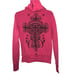 Affliction Sweatshirt Womens Medium Pink Hoodie Full Zip Grunge Gothic Cross Y2K