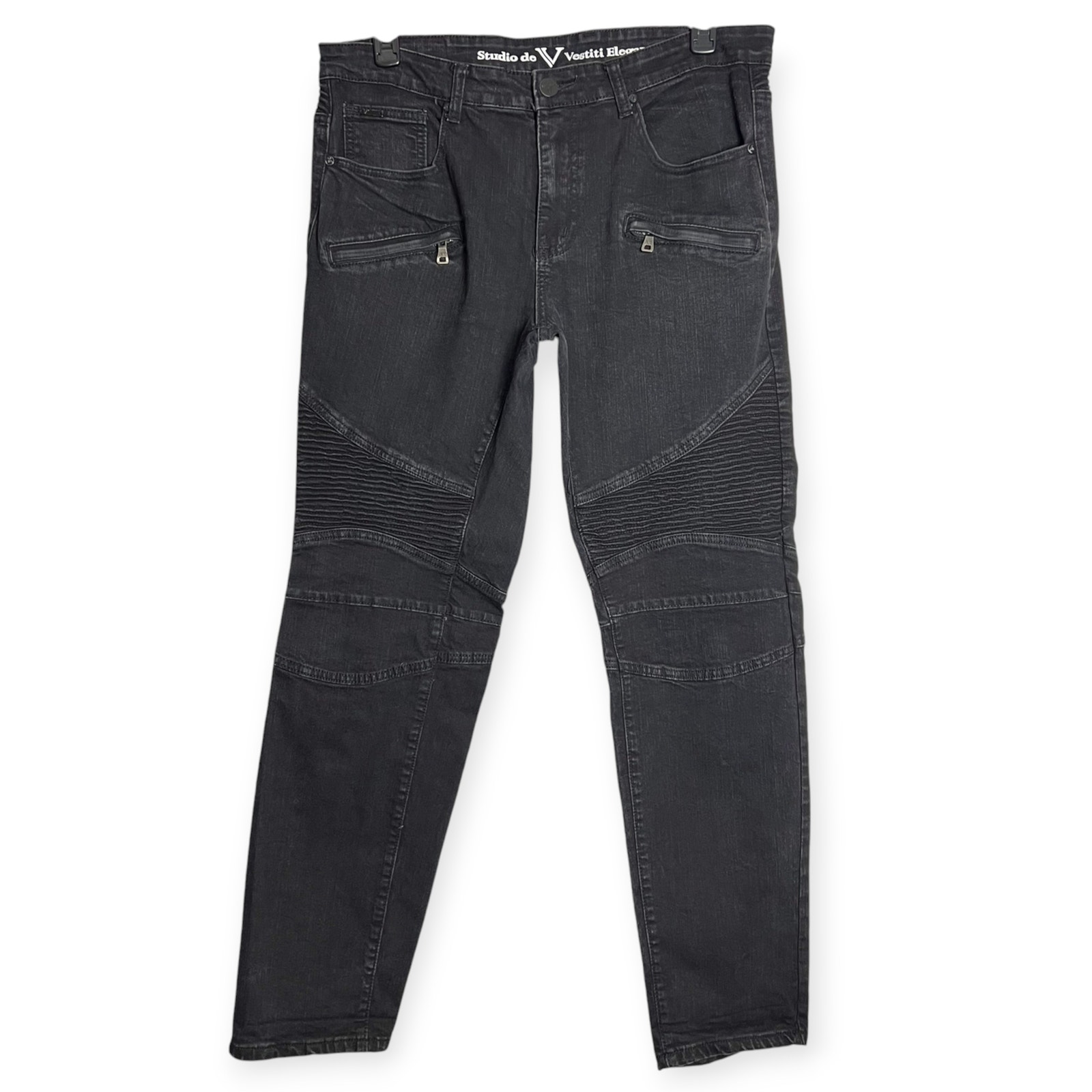 Studio de Vestiti Eleganti Moto Jeans SIZE 38 x 32 Black Denim RUNS SMALL