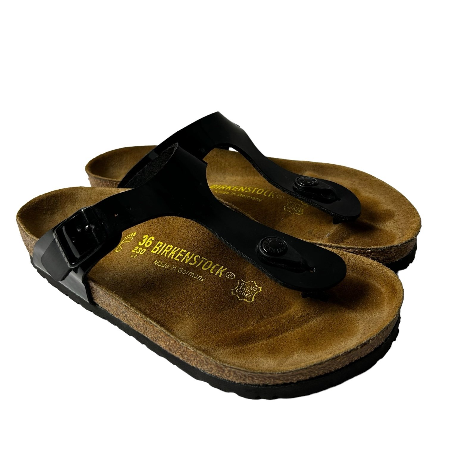 Birkenstock Gizeh women’s Patent leather Thong Sandal black Size US 5/ EU 36