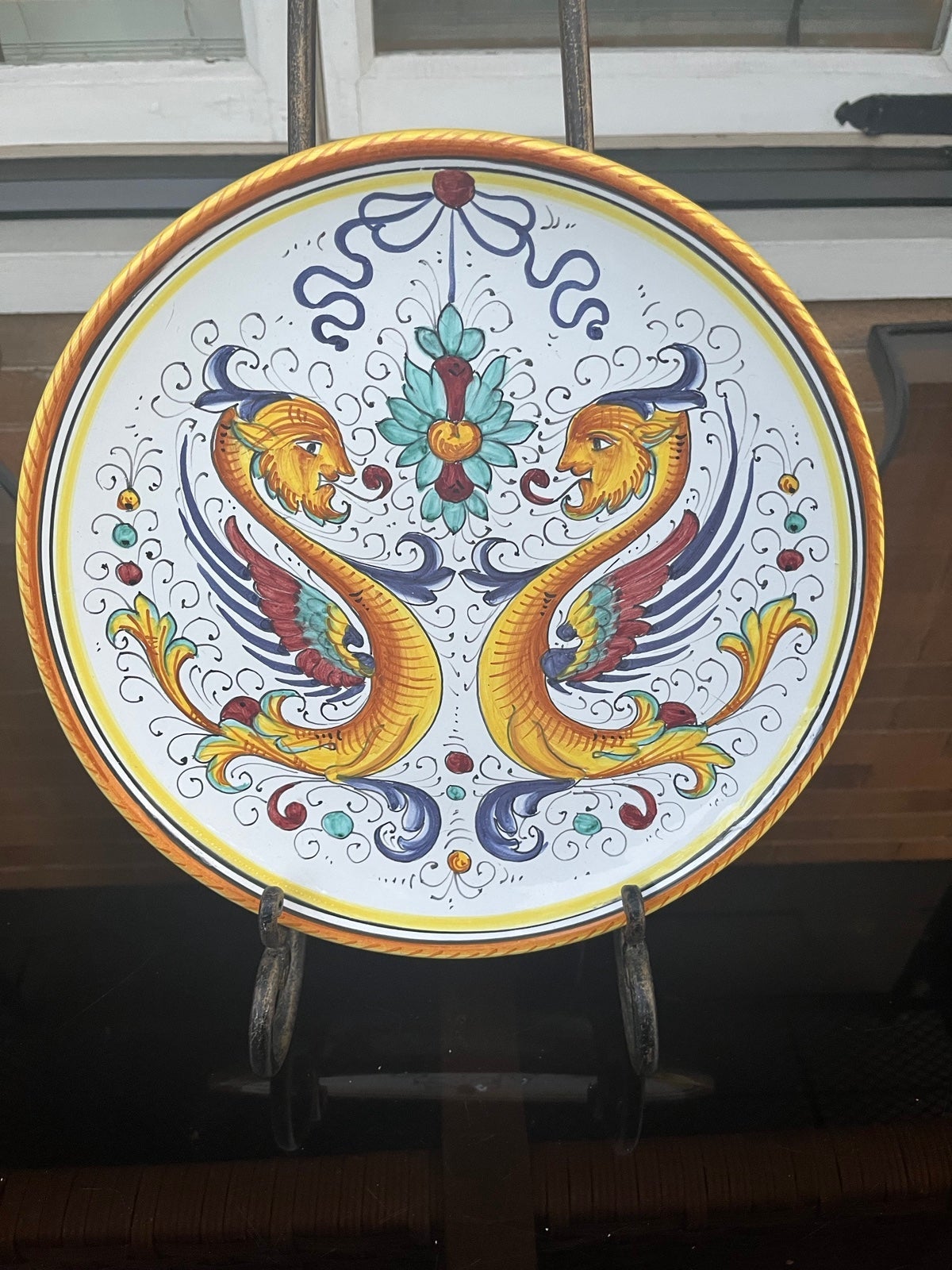 Deruta Italy Italian hand painted Raffaellesco 12” Large Dragon Charger Platter